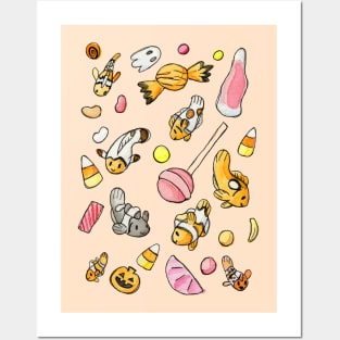 Spooky Cute Candy Clownfish in Watercolor Posters and Art